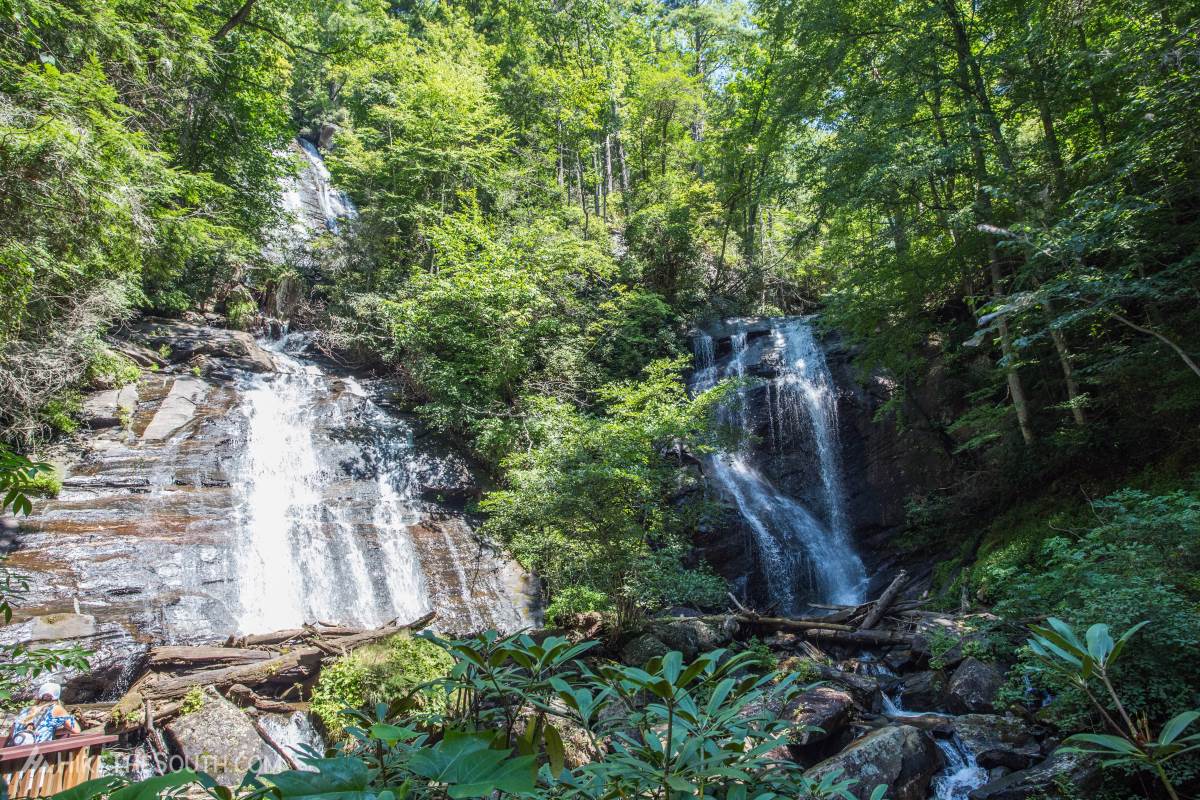 Anna Ruby Falls via the Smith Creek Trail. 
View from the closest observation deck.