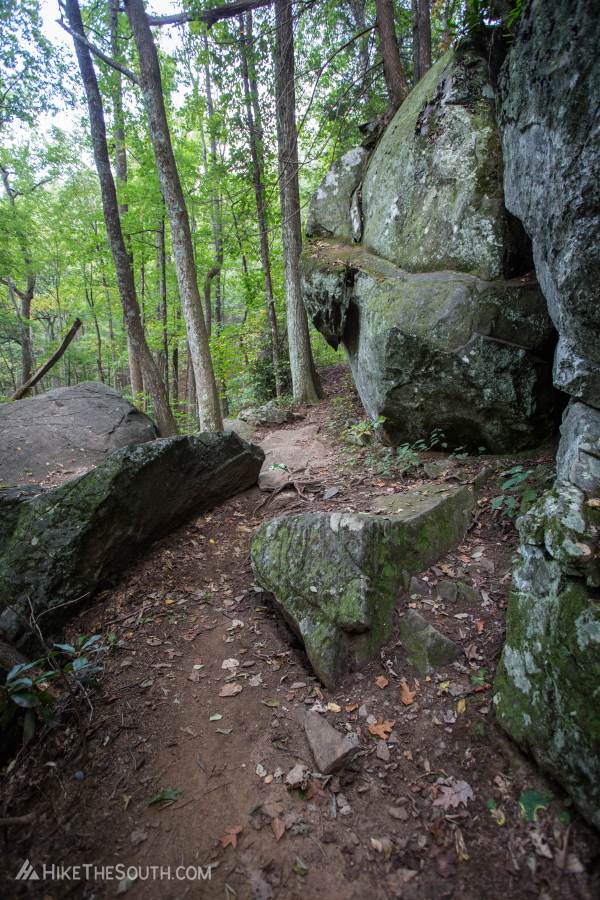 Bear Hair Gap Trail. 
Large rock formations along the trail.