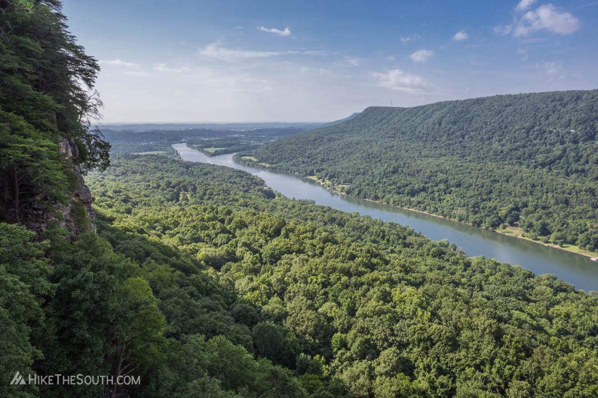 Julia Falls Overlook. 
View along Tennessee River Gorge from the overlook along a side trail at the bottom of the 