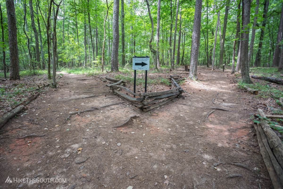Kennesaw Mountain Environmental Loop & 24 Gun Trail. 
Split to form the Environmental Loop. Follow the arrow on the sign to walk around counter-clockwise.