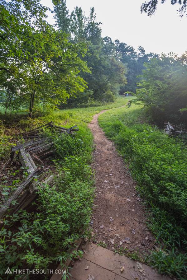 Kennesaw Mountain Environmental Loop & 24 Gun Trail. 
The trail passes by several large fields with side trails exploring the open areas.