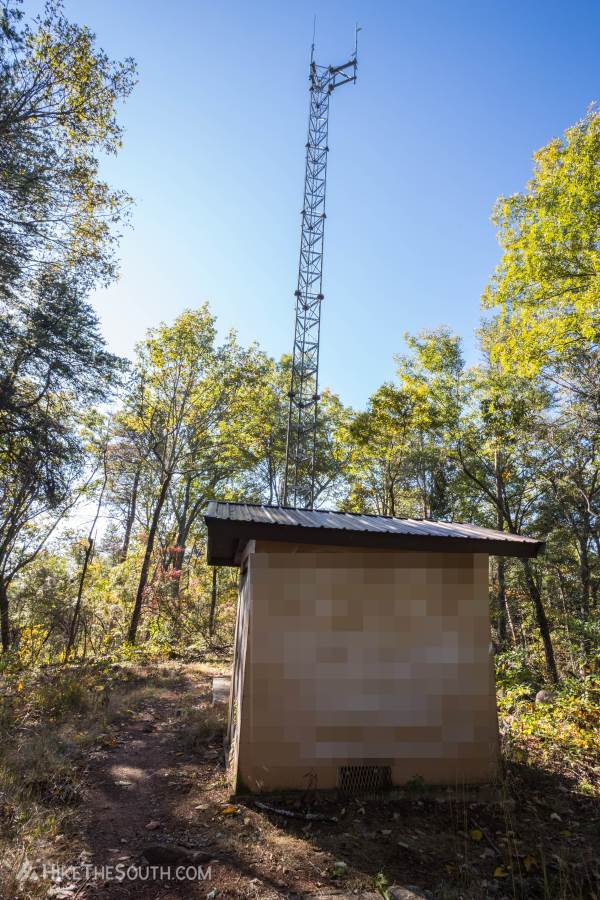 Keown Falls & Johns Mountain Double Loop. 
Pass a communication tower just after beginning. Unfortunately it's covered in graffiti right now.