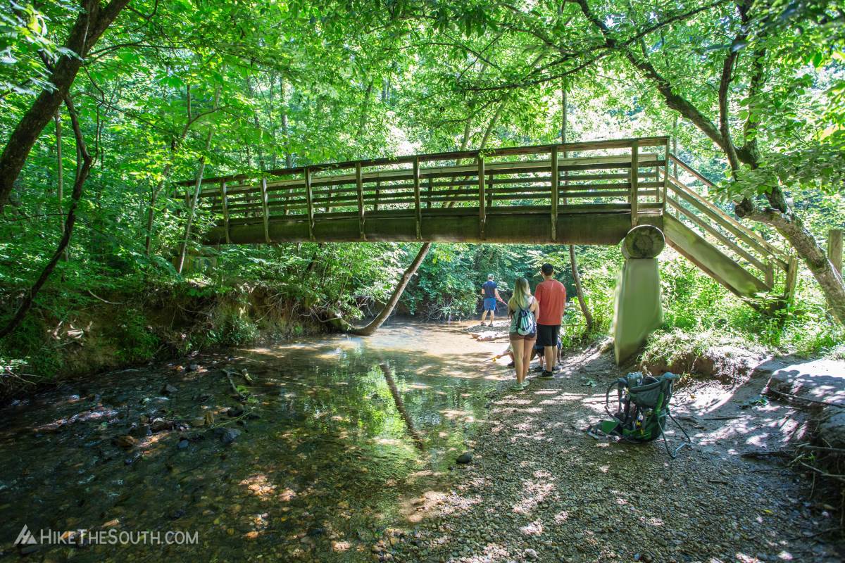 Pine Log Creek Trail System. 
The largest bridge is this one along the yellow approach trail that crosses over Pine Log Creek. You can also explore around the creek here.