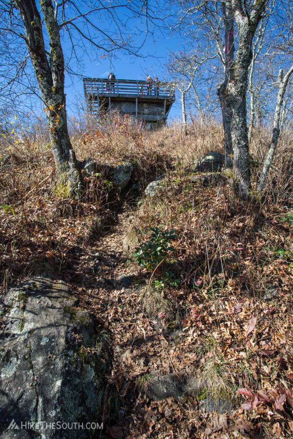 Rabun Bald Trail. 
The observation tower peaking out from the summit.