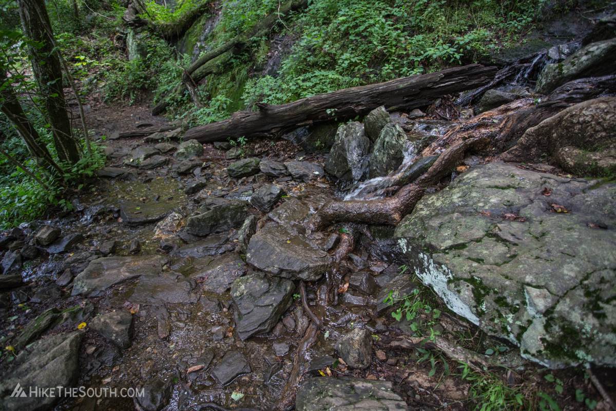 Ramrock Mountain. 
After a rain you'll cross over several small streams, all easy to do without getting wet.