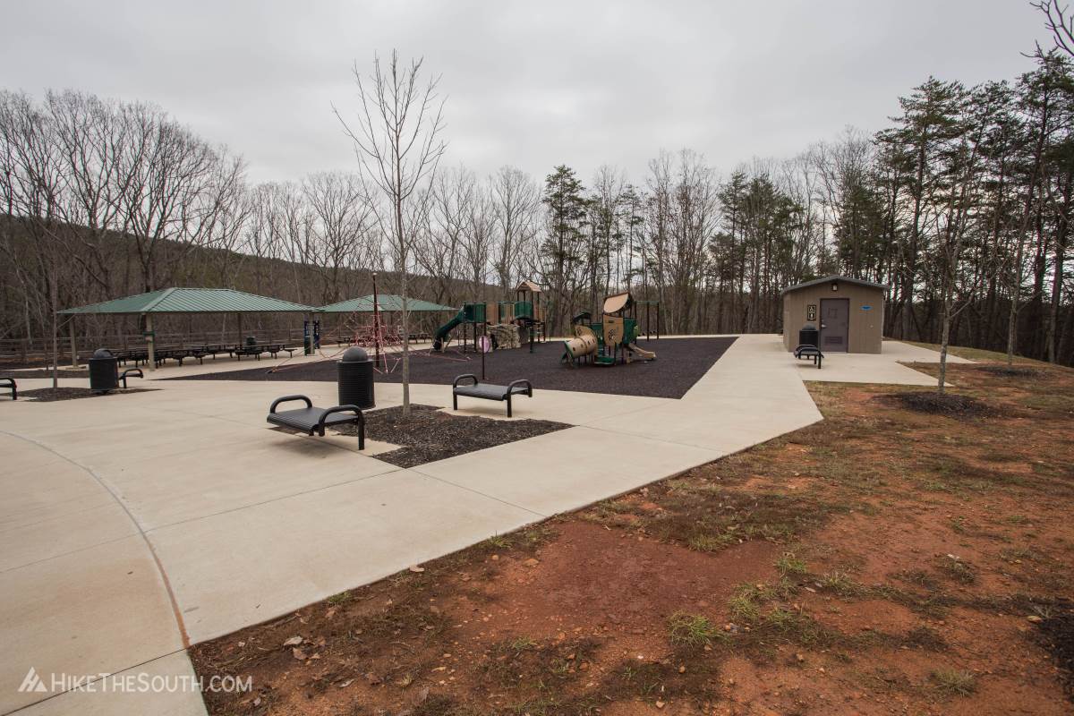 Sawnee Mountainside Trail System. 
Playground, pavilions, and restrooms at the trailhead.