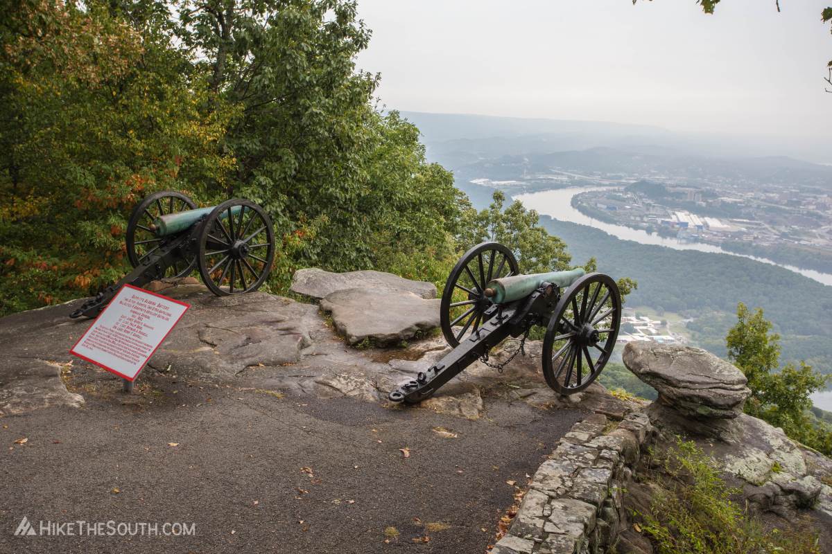 Sunset Rock via the Bluff Trail. 
View from Point Park with Chattanooga in the distance.